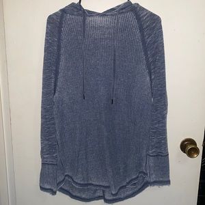 Woman’s blue long sleeve hoodie